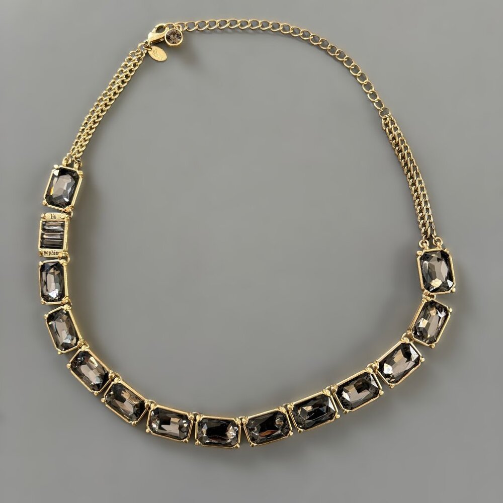 Lia Sophia Versailles Smokey Gray Crystal / Cut Glass Necklace